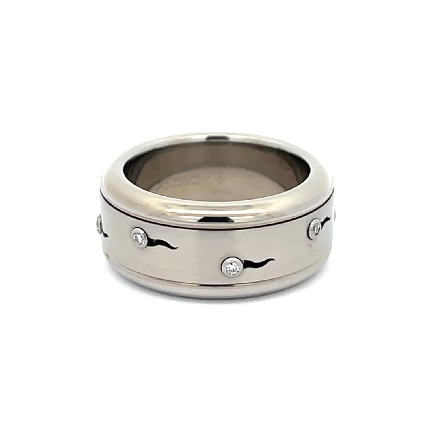 10mm Stainless Steel Spinner Diamond Ring