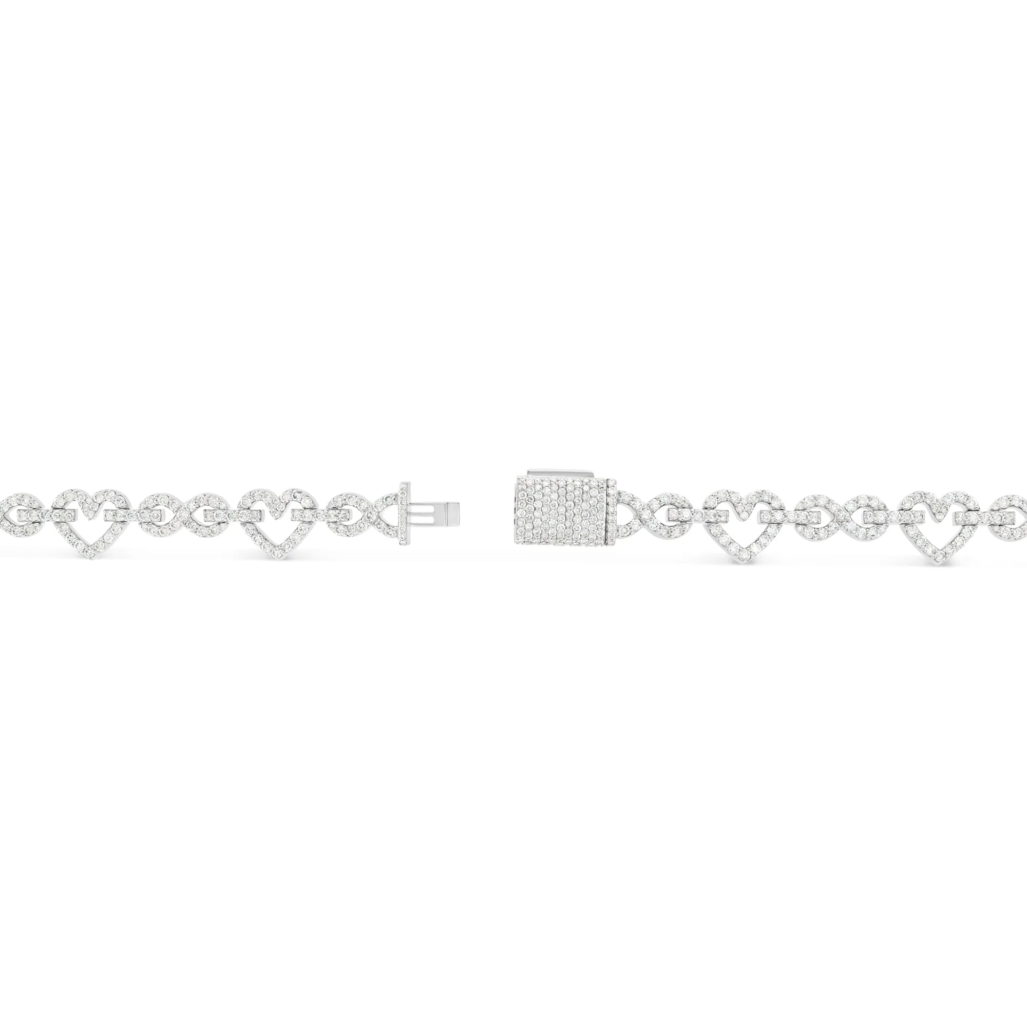 14k Heart & Infinity Link Diamond Bracelet, 4.3 ctw