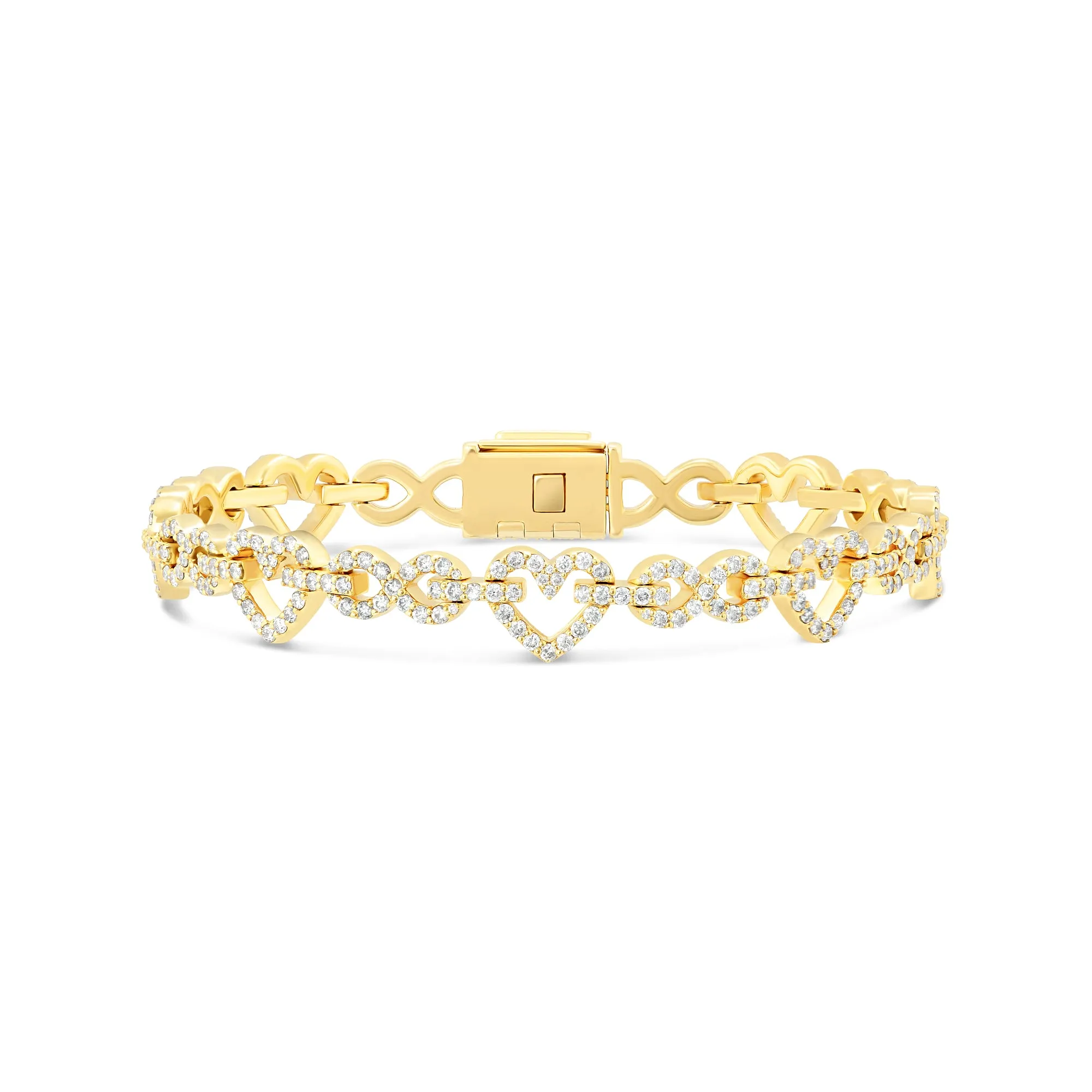 14k Heart & Infinity Link Diamond Bracelet, 4.3 ctw