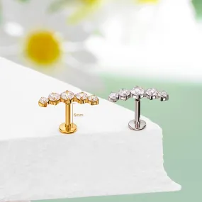 16G Threadless/Push Pin Flat Back Arc CZ Flat Cartilage Stud Earring