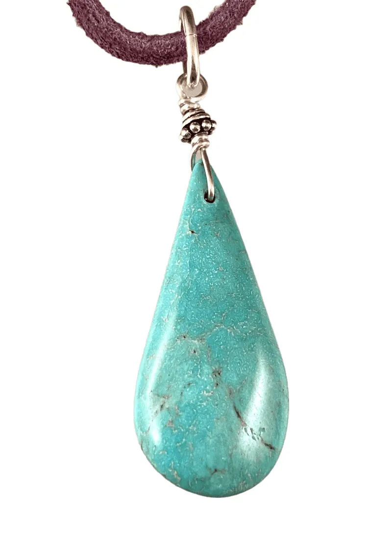 16" Turquoise on Colored Suede Necklace