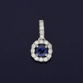 18ct White Gold Sapphire and Diamond Cluster Pendant