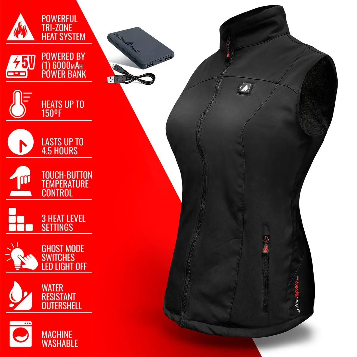 ActionHeat 5V Women's Softshell Battery Heated Vest