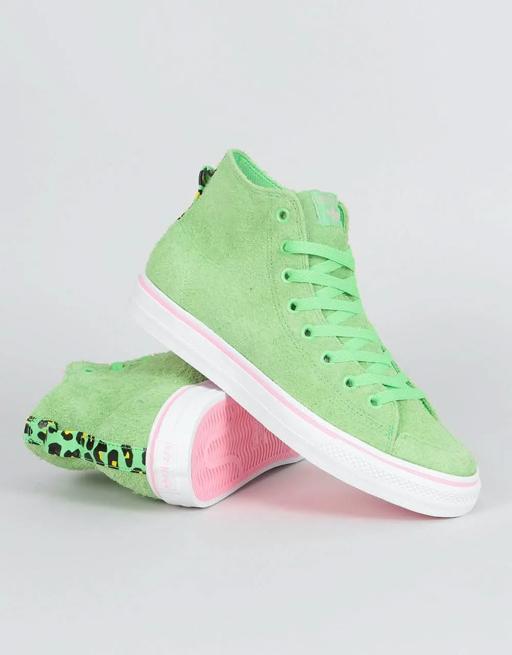 adidas x Na-Kel Nizza Hi RFS Skate Shoes - Spring Green/White/Pink