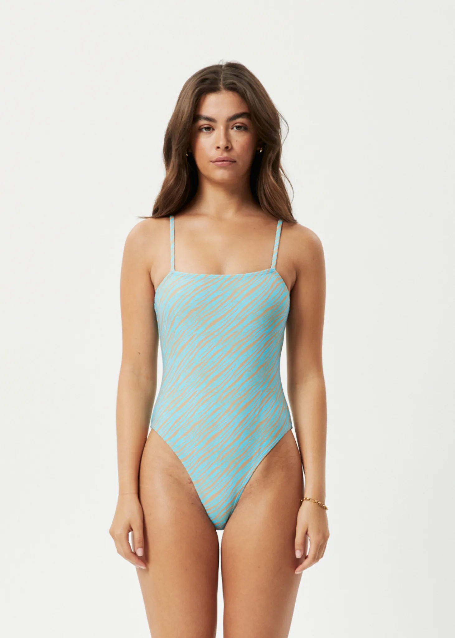 AFENDS Womens Adi - One Piece Swimsuit - Blue Stripe