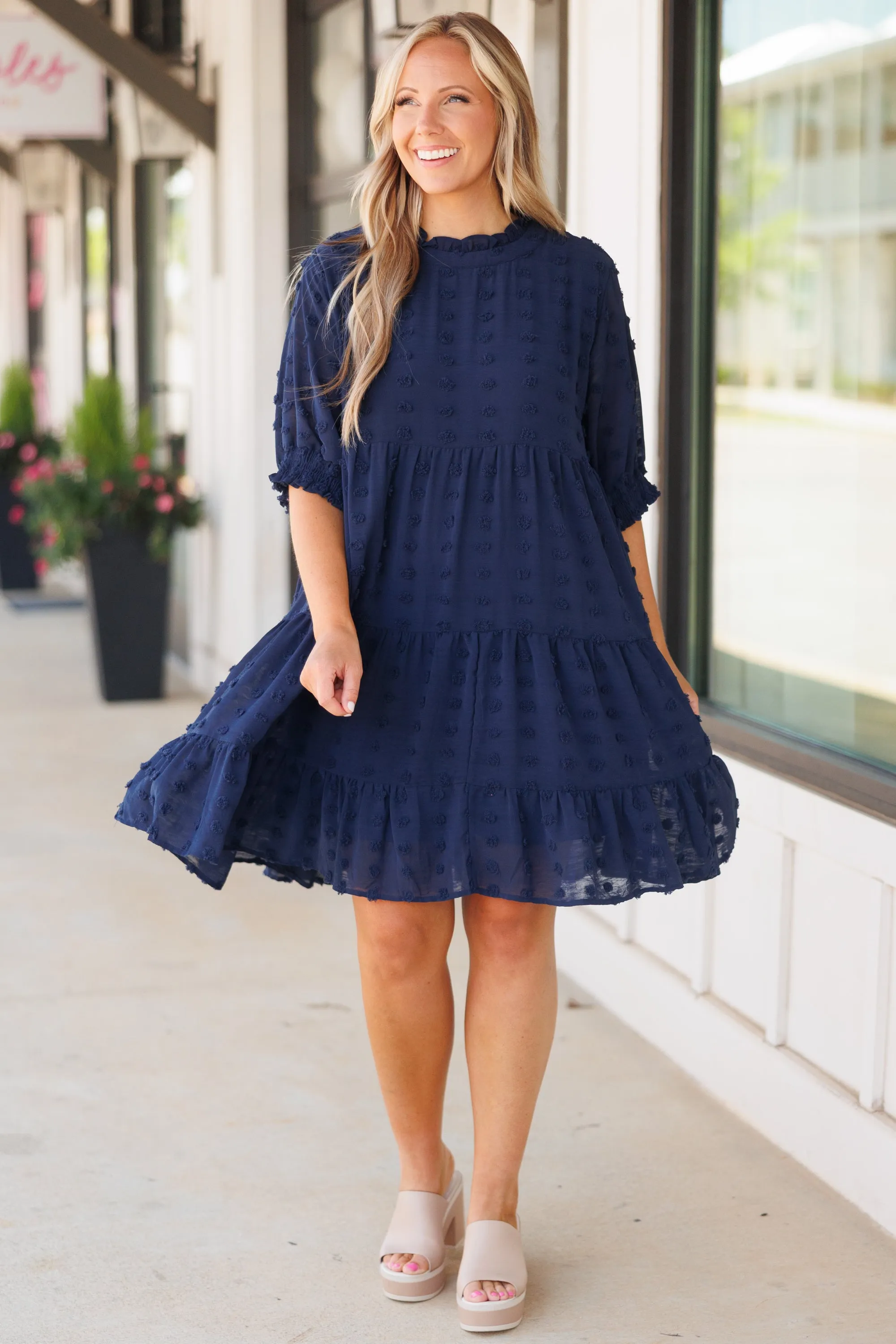 Be My Guide Dress, Navy