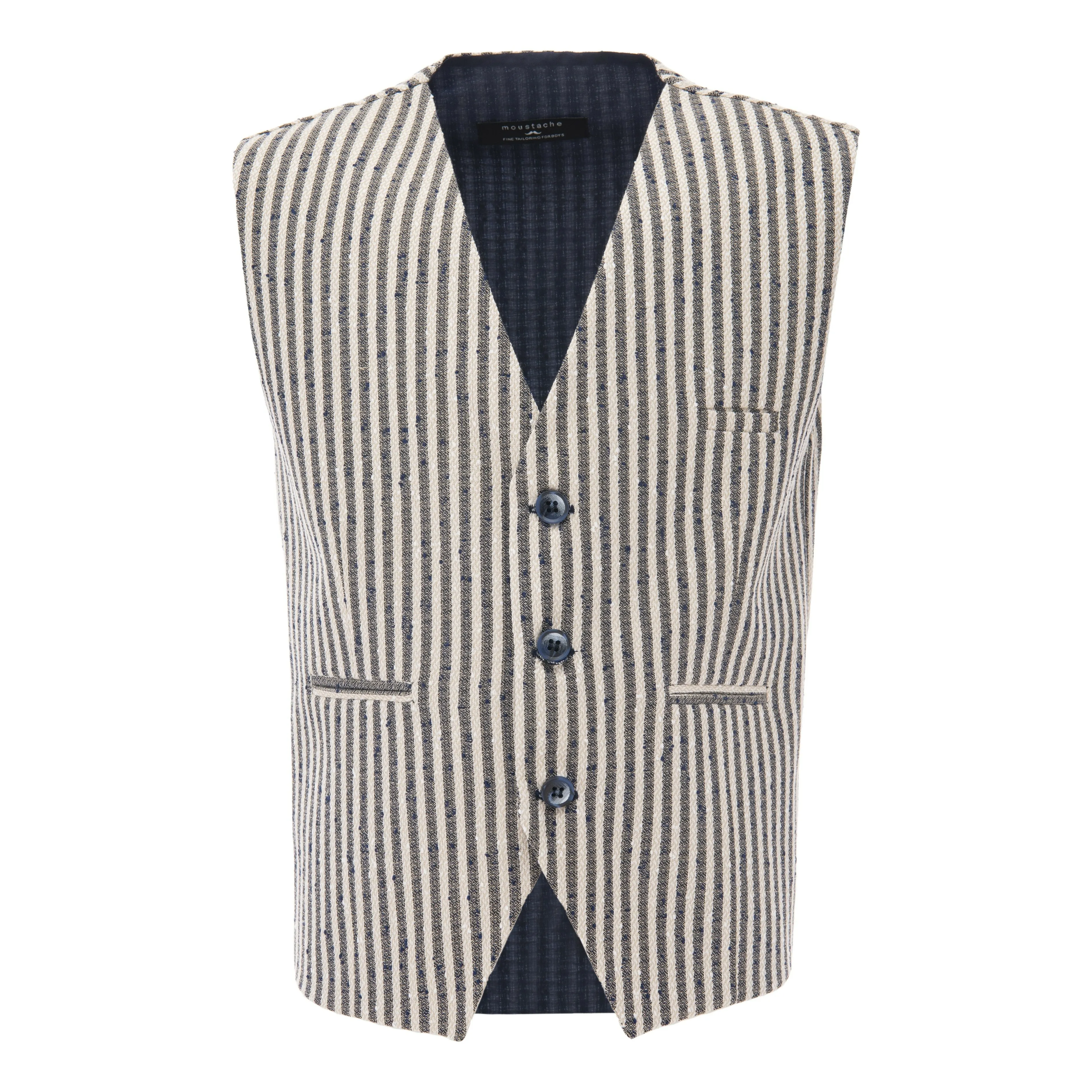 Beige Striped Vest and Bowtie