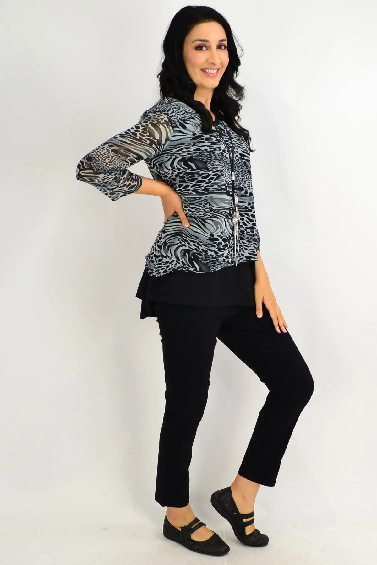 Black Annie Animal Print Tunic Top