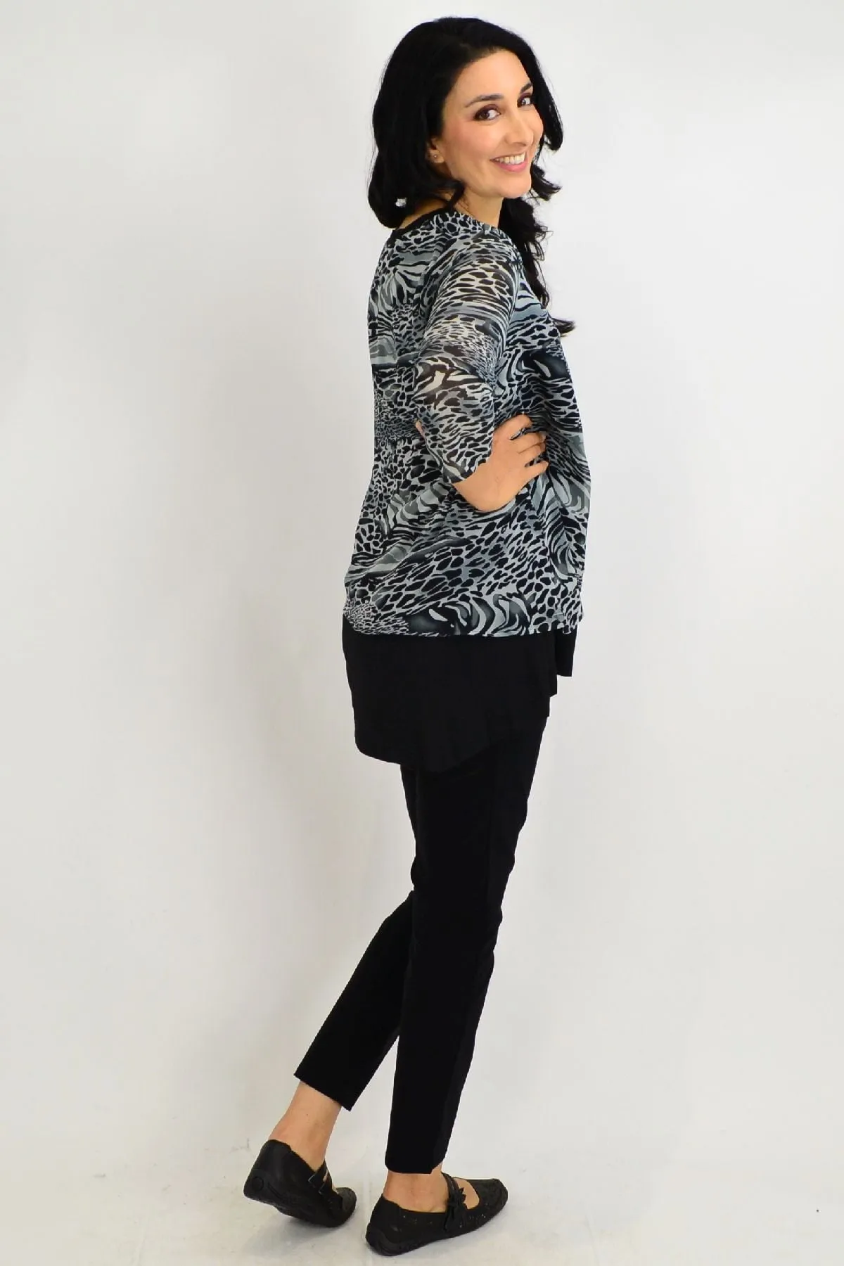 Black Annie Animal Print Tunic Top