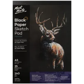 Black Paper Sketch Pad Signature 140gsm A5 25 Sheet