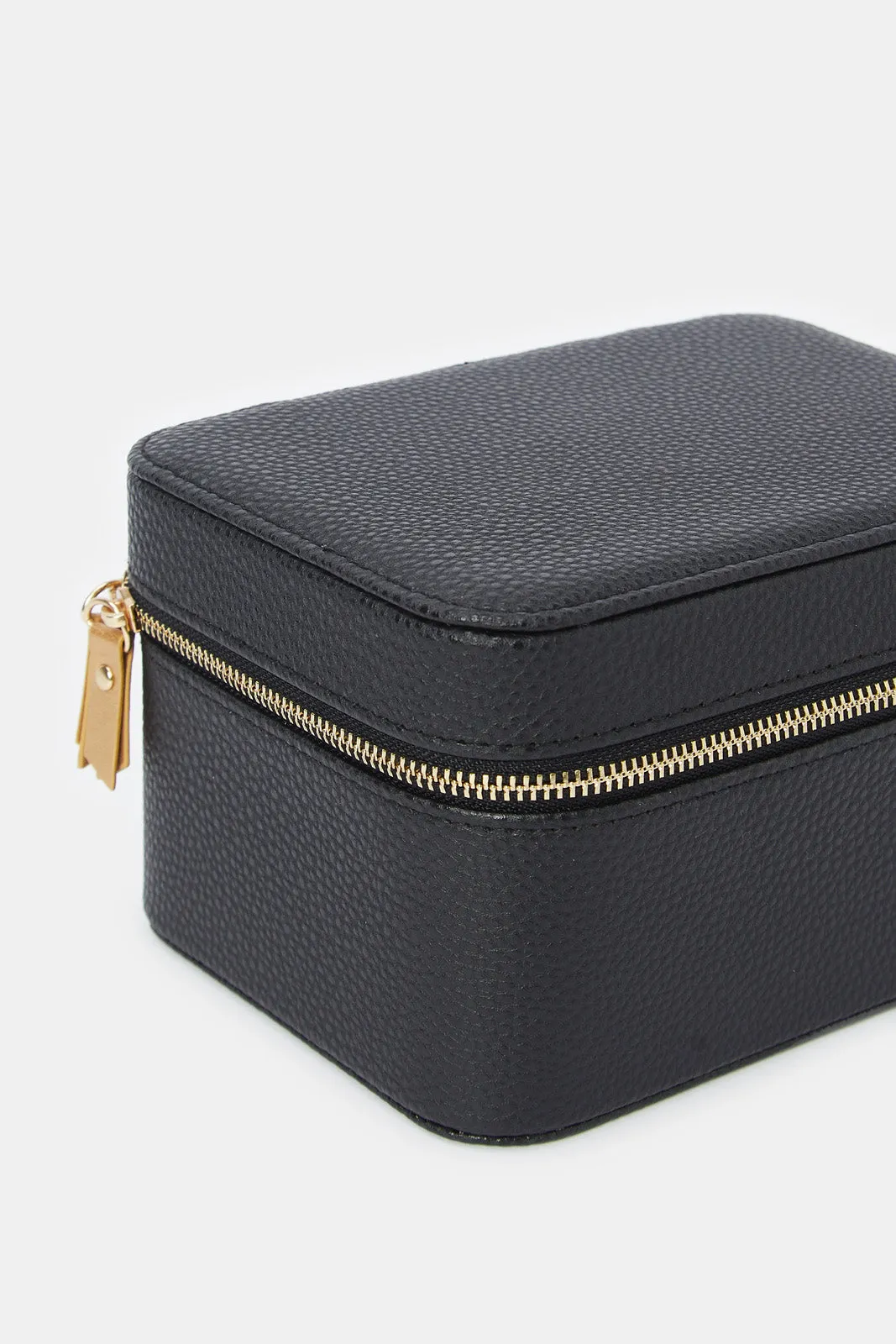 Black Texture Jewellery Box With Metal Zipper (M)