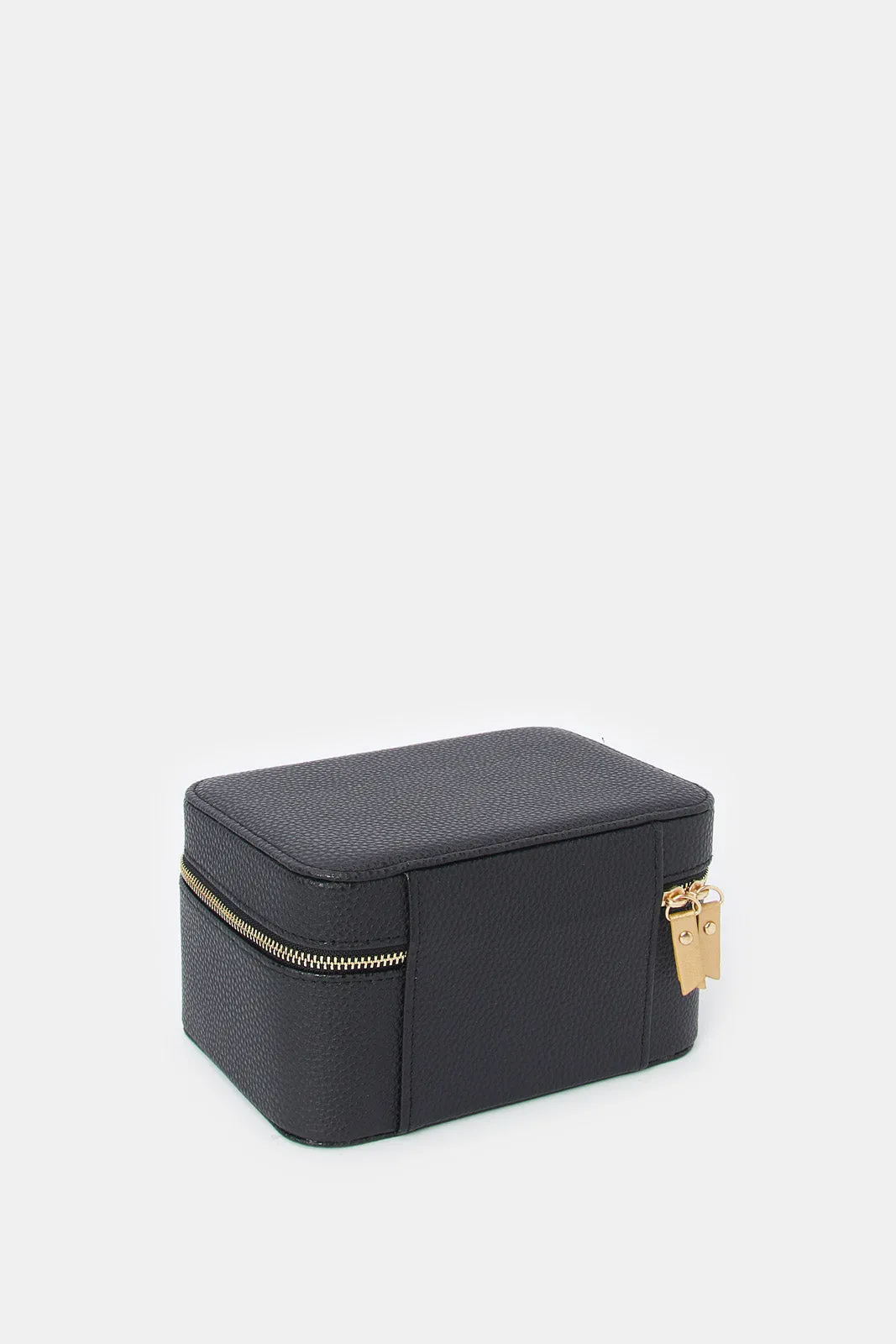 Black Texture Jewellery Box With Metal Zipper (M)