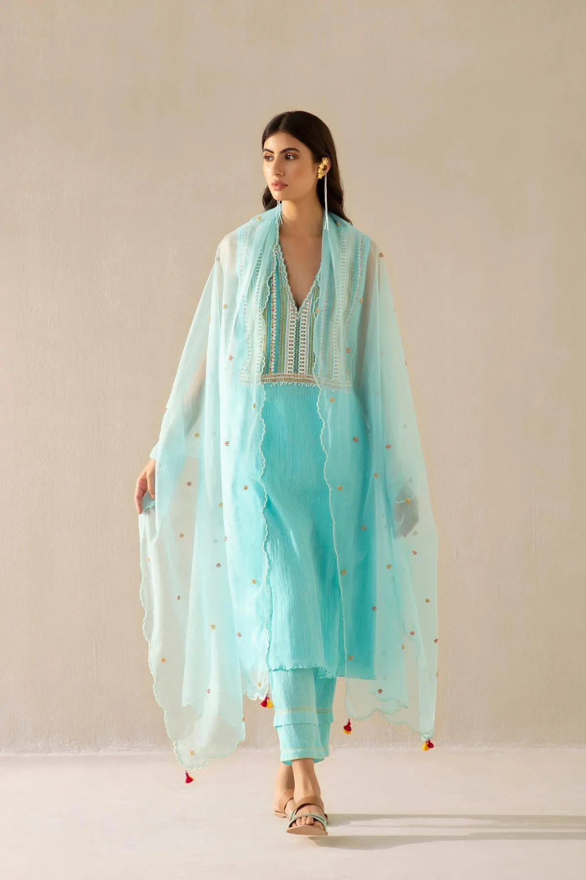 Blue Moon Lace Kurta Set