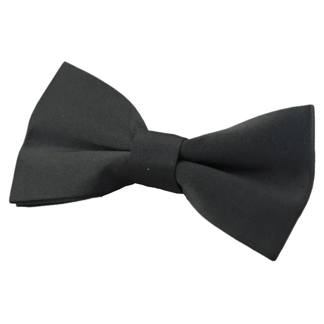 Bow Tie Black Satin Clip On Men's Boys Unisex Tuxedo Shirt