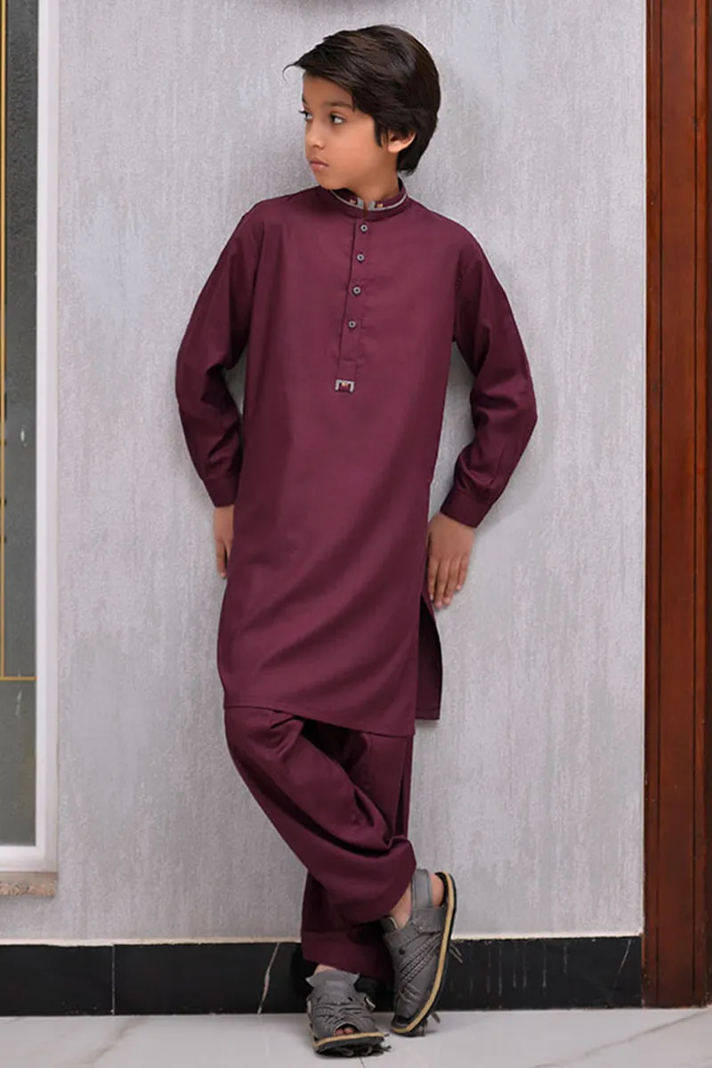 Boys Wash n Wear Kameez Shalwar Maroon