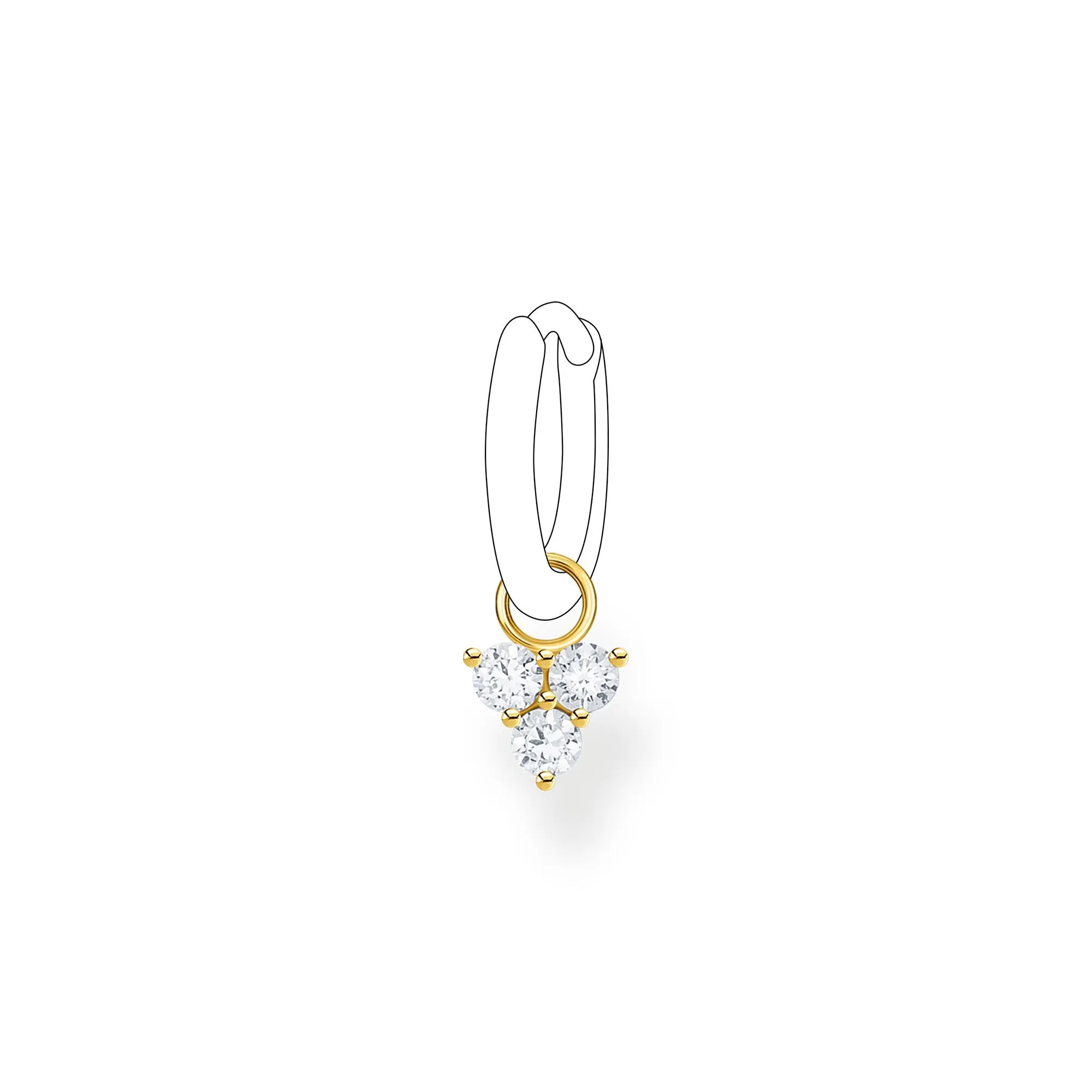 CHARMING COLLECTION YELLOW GOLD PLATED SINGLE CZ TRIANGLE EARRING PENDANT