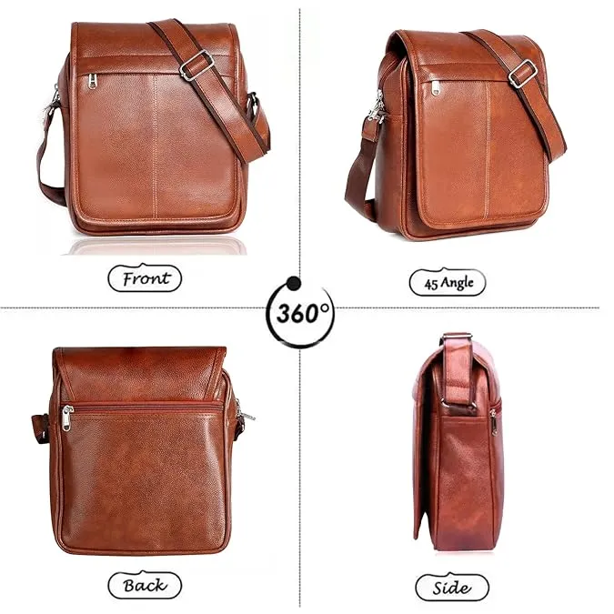 CIMONI® Premium Vehan Leather Bag for Men Classic Side Bag Multiple Compartments Shoulder Bag With Adjustable Strap Cross Body Bag for Travel, Office, Collage