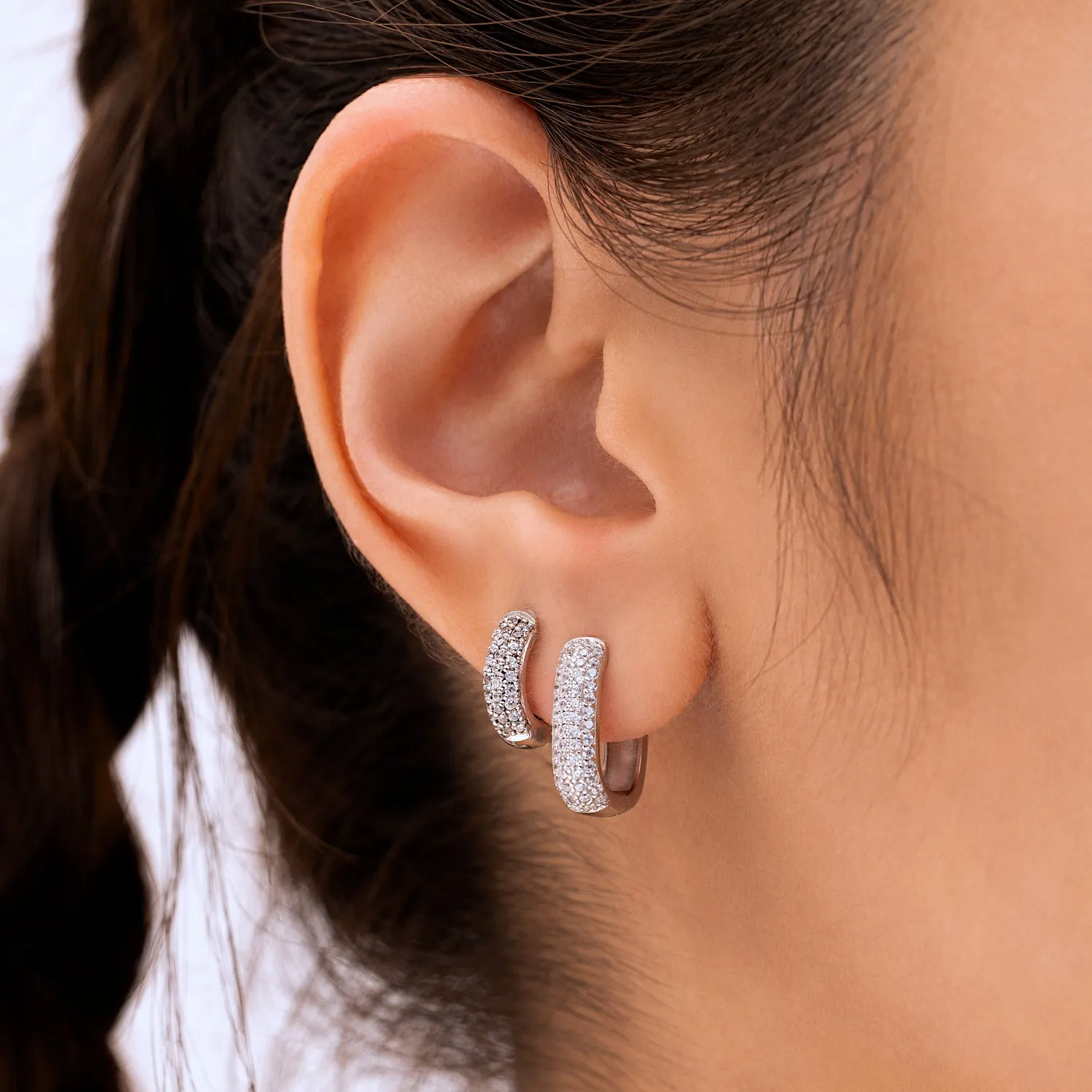 Dazzling Pave Huggie Hoop Earrings