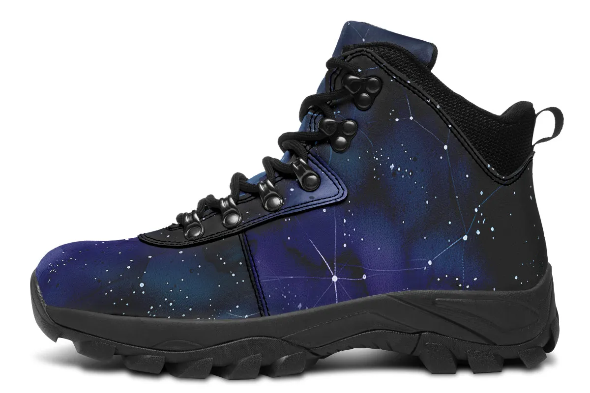 Deep Blue Outdoor Boots - Water Resistant Vegan Leather Trekking Shoes with Durable Soles