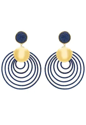 Descending Circles Drop Earrings Gold Sapphire