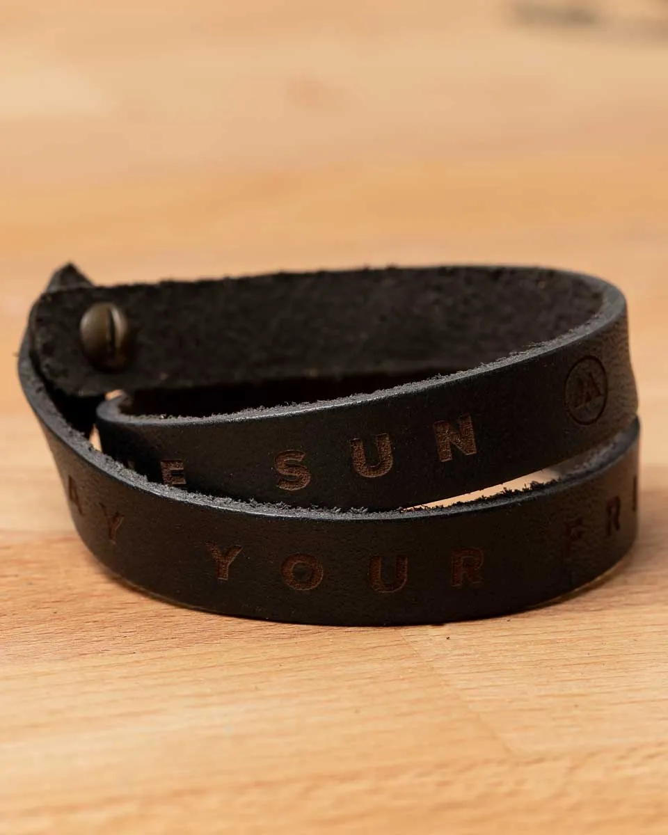 Friends Like The Sun Leather Bracelet- Black