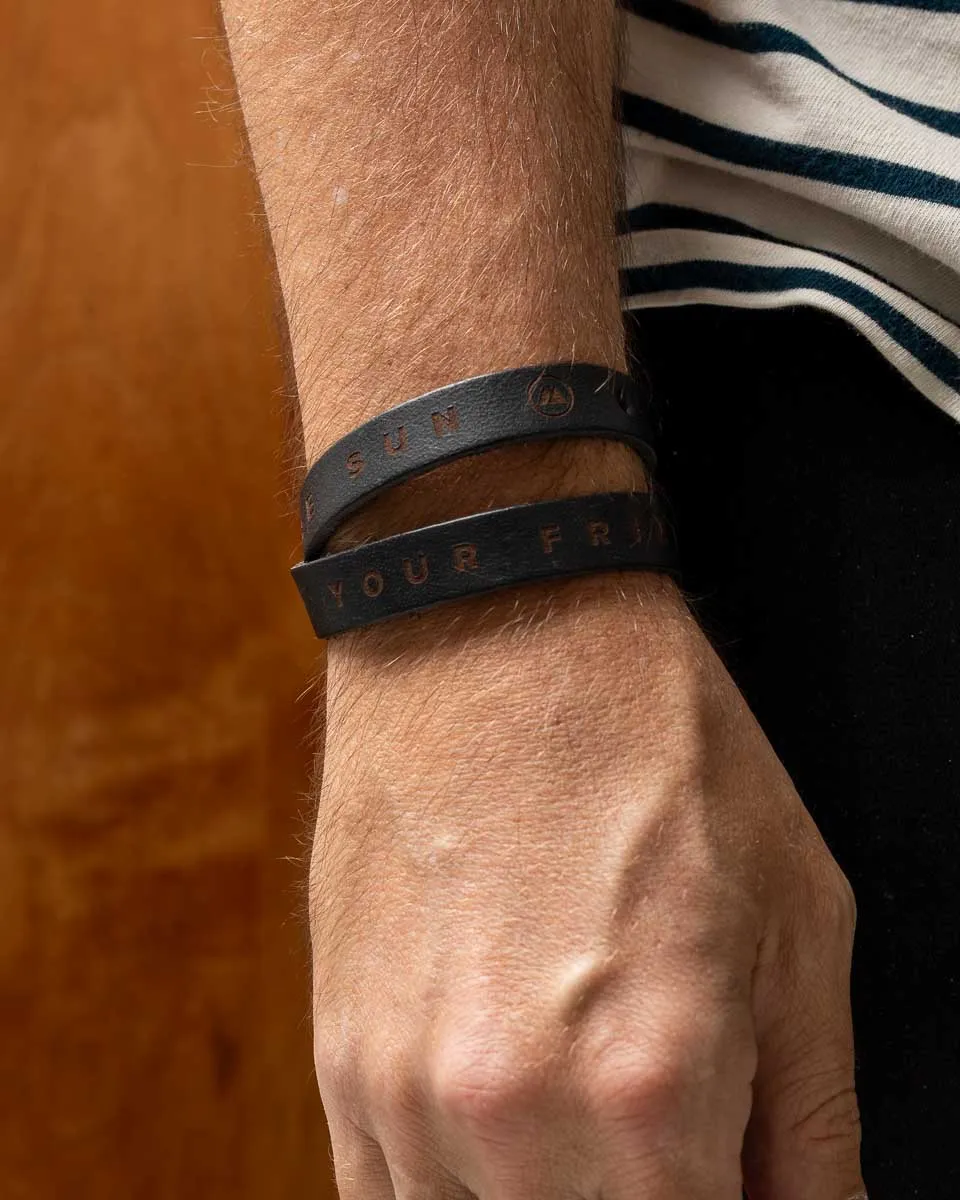 Friends Like The Sun Leather Bracelet- Black