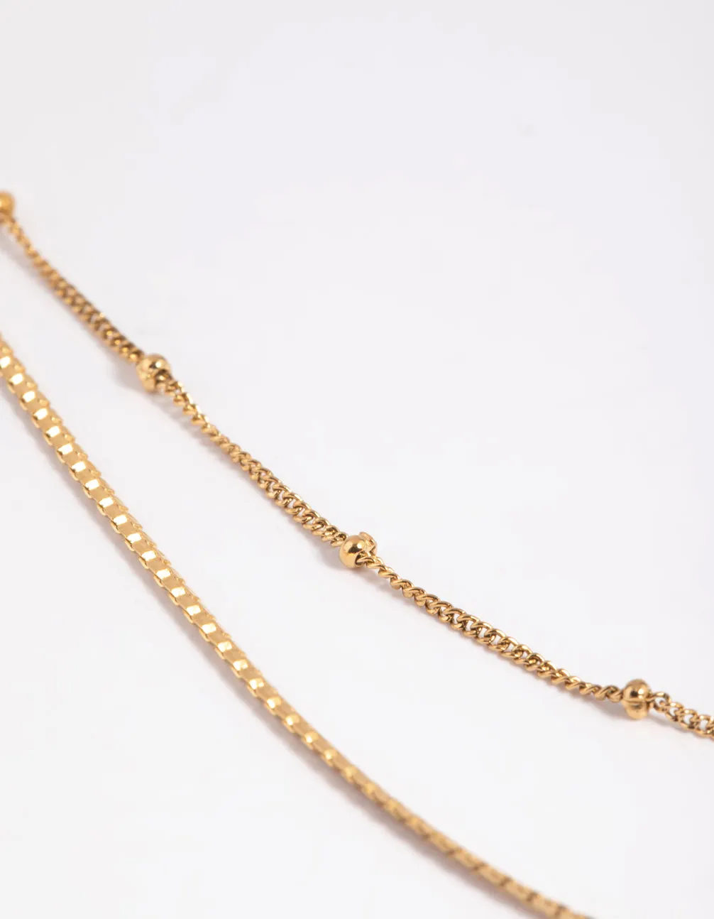 Gold Plated Stainless Steel Mixed Chain Layered Necklace