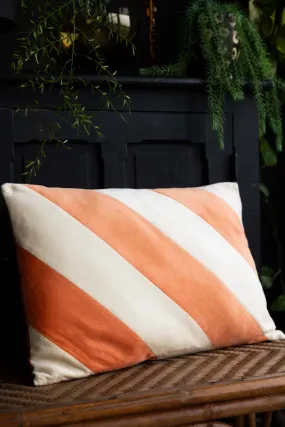 HKliving Peach & Cream Stripe Velvet Cushion