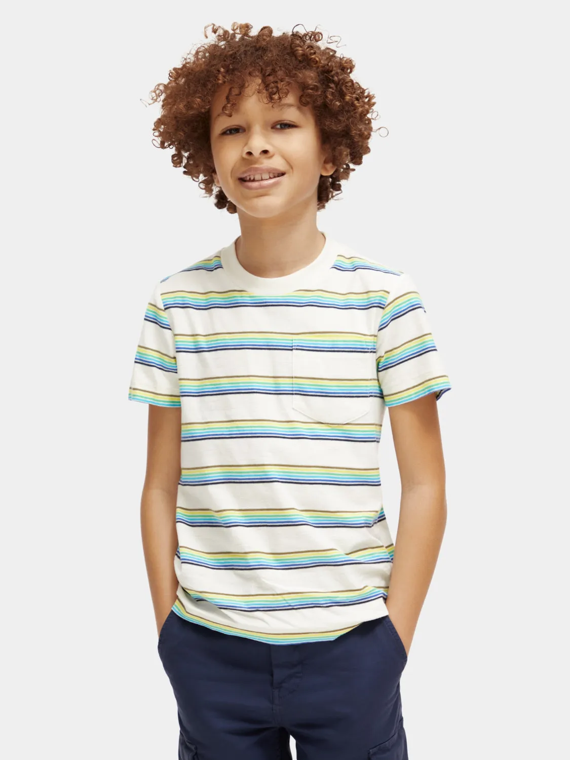 Kids - Relaxed-fit pocketed striped t-shirt