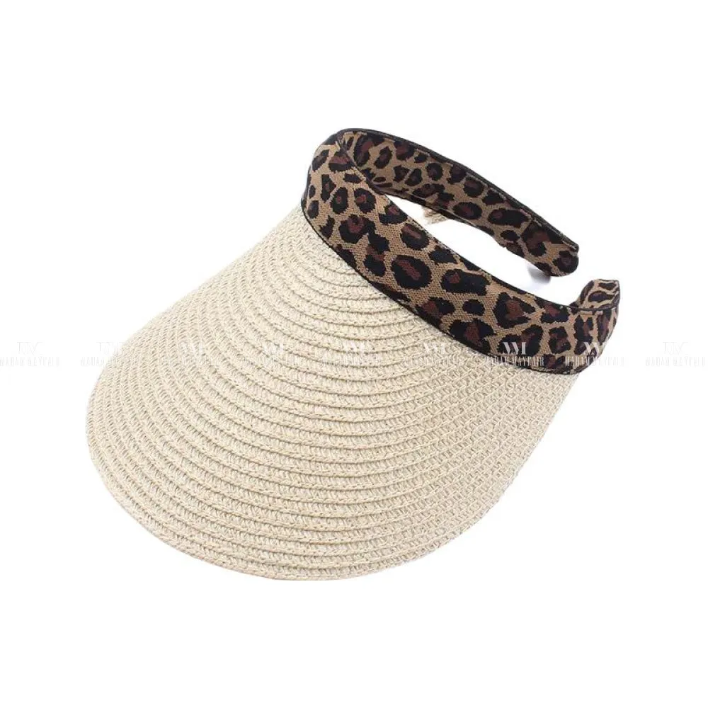 Leopard Print Summer Straw Visor