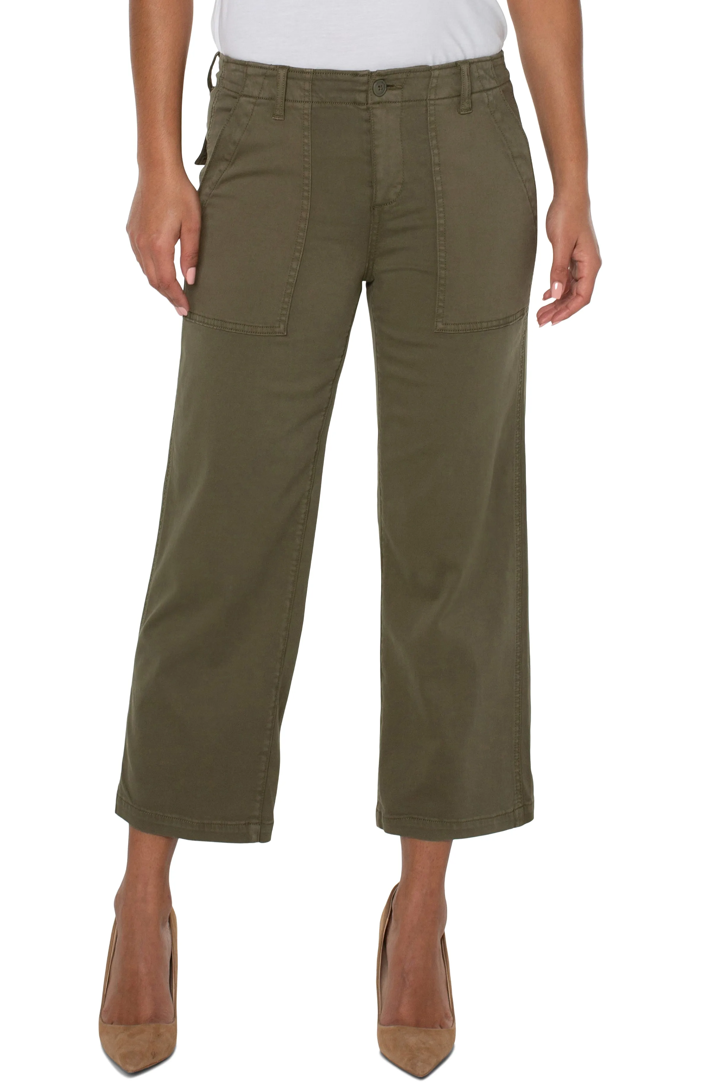 Liverpool Cargo Wide Leg Crop (Myrtle Green)