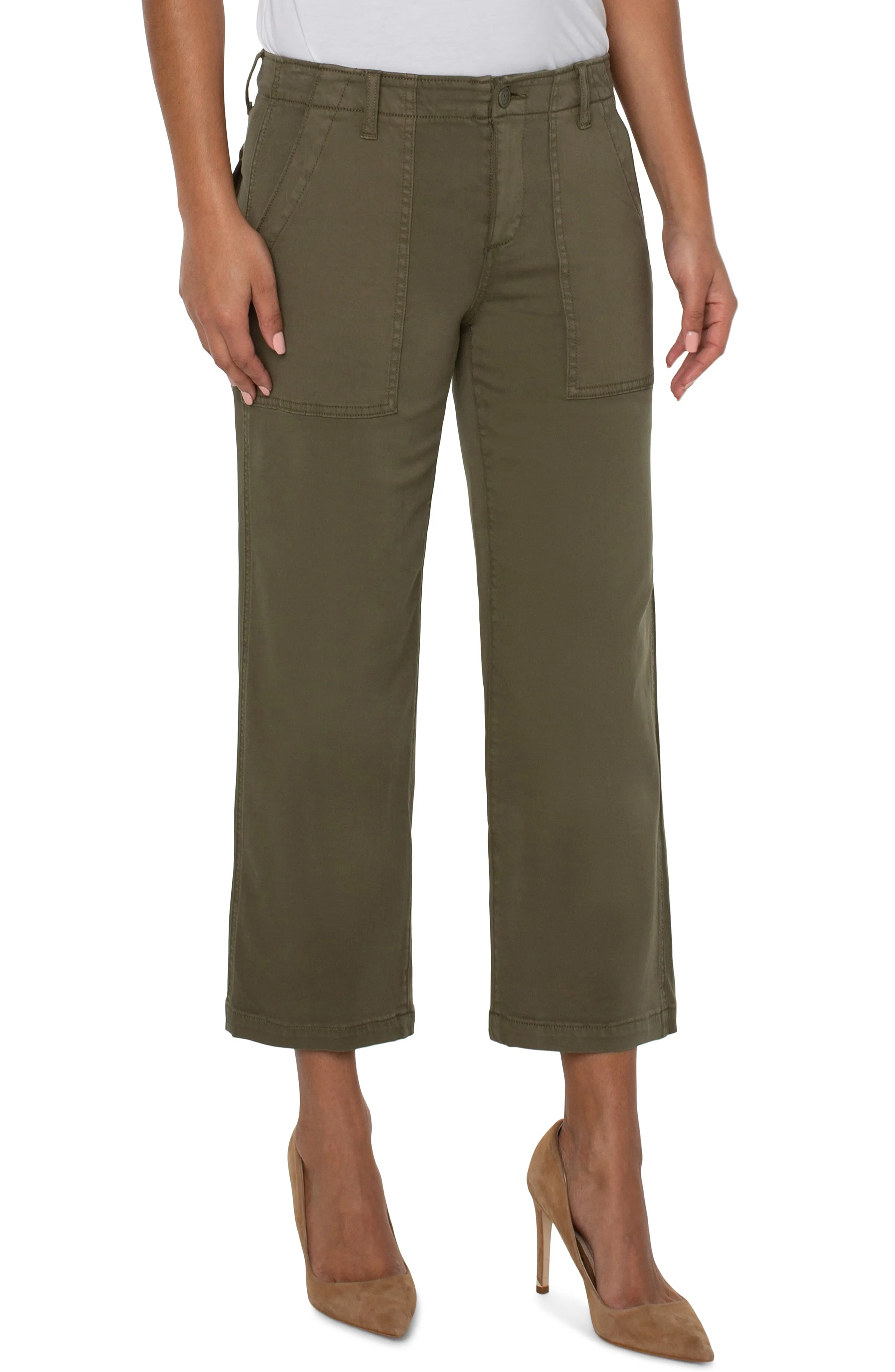 Liverpool Cargo Wide Leg Crop (Myrtle Green)