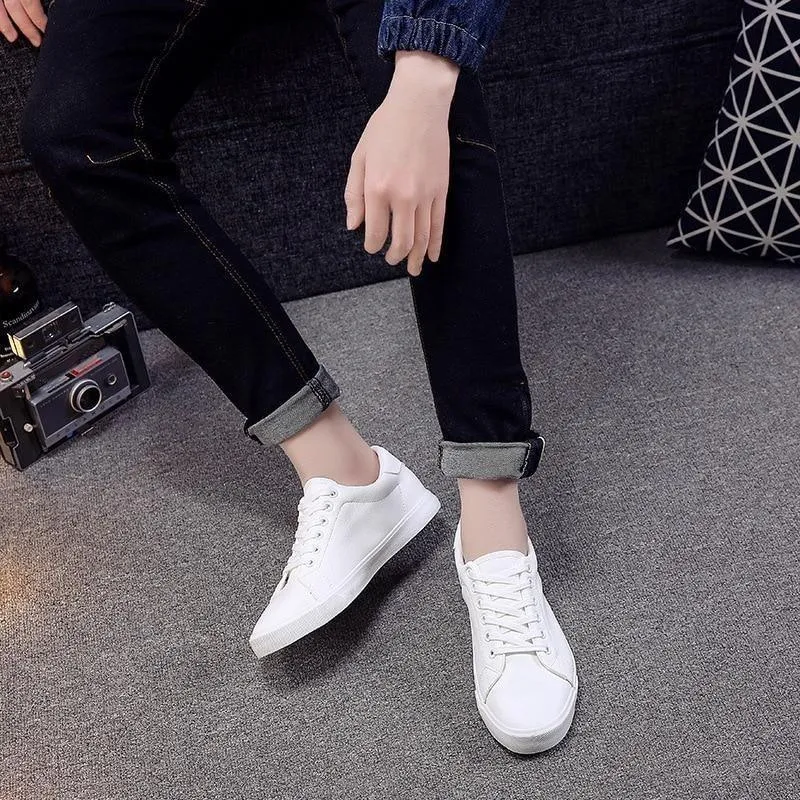 Men's Casual Shoes 2021 Sneakers Soft Leather Fashion White Footwear