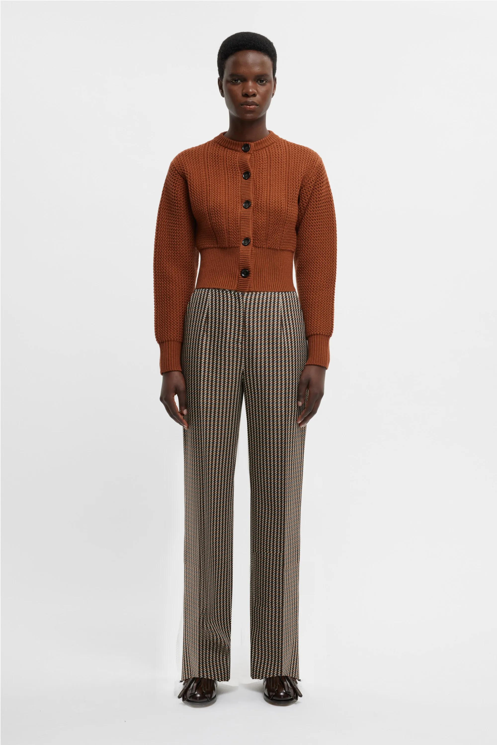 Miggy Trousers In Tan & Ivory Merino Shetland