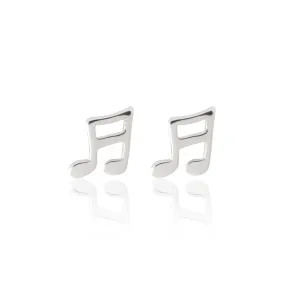 Musical Note Earrings - Sterling Silver