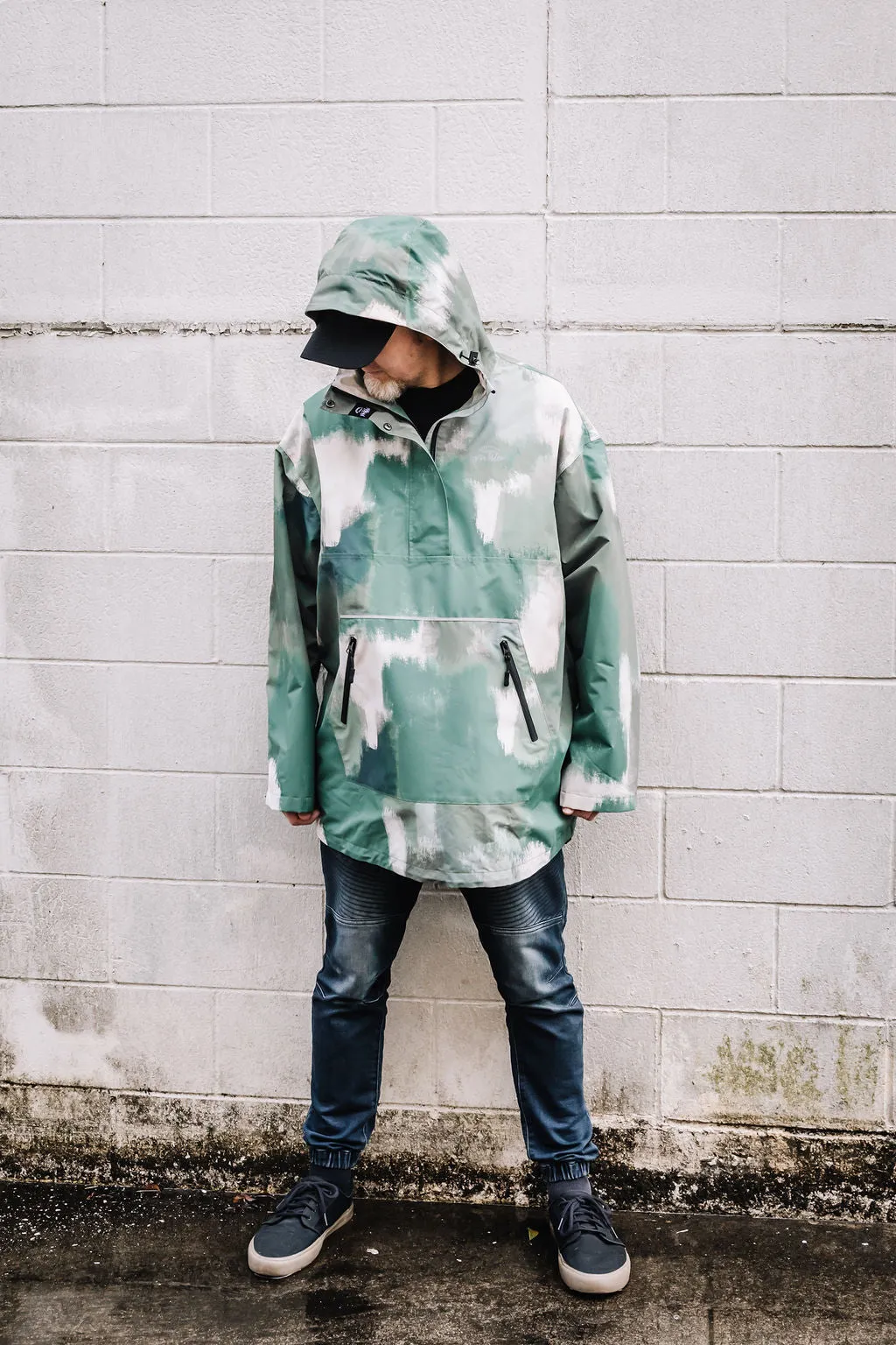 Olive Mist - waterproof, unisex, oversized anorak