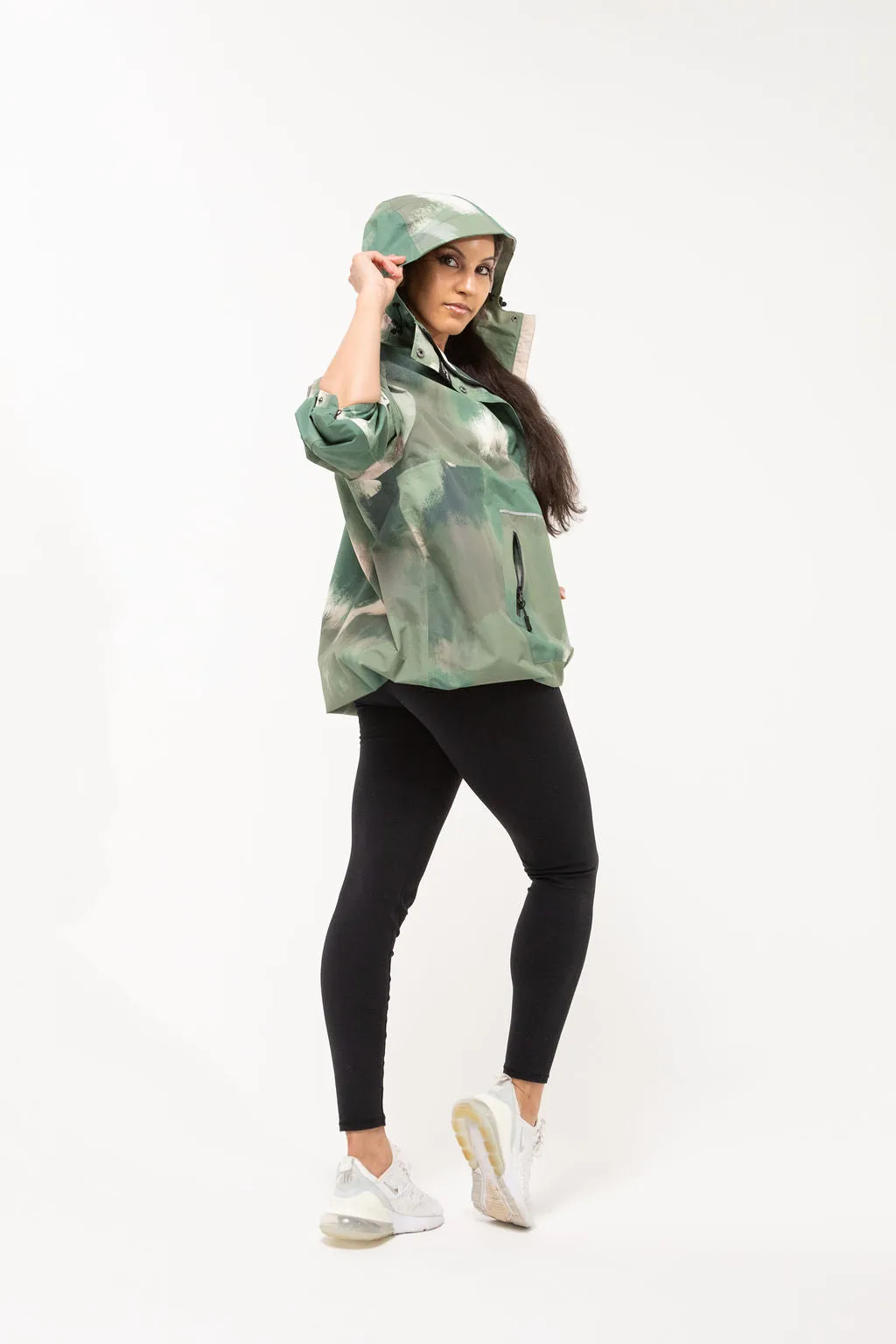 Olive Mist - waterproof, unisex, oversized anorak