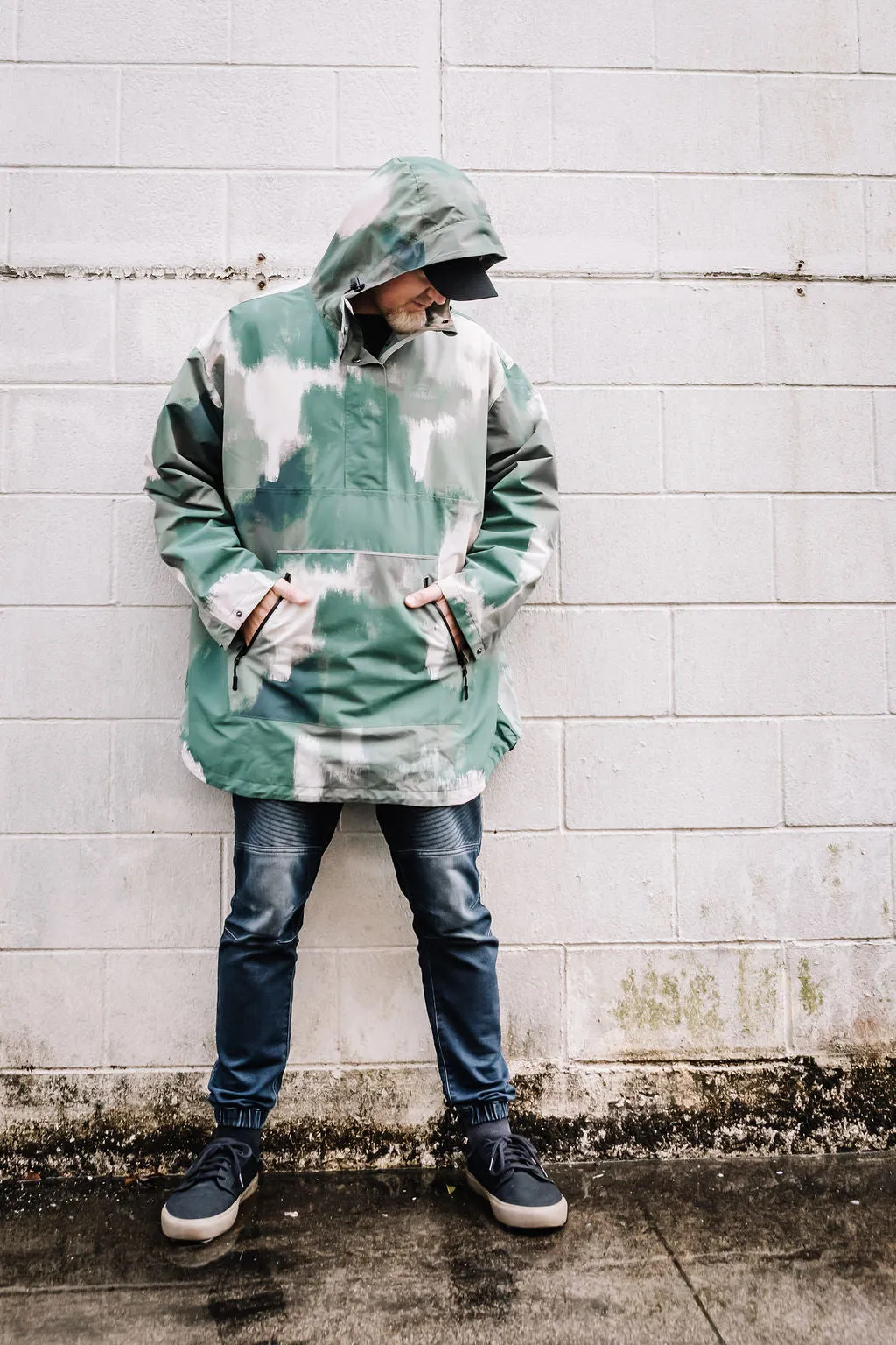 Olive Mist - waterproof, unisex, oversized anorak