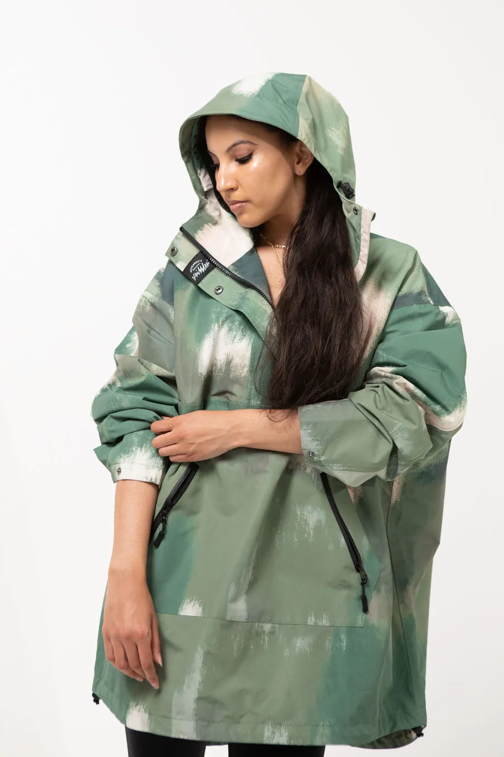 Olive Mist - waterproof, unisex, oversized anorak