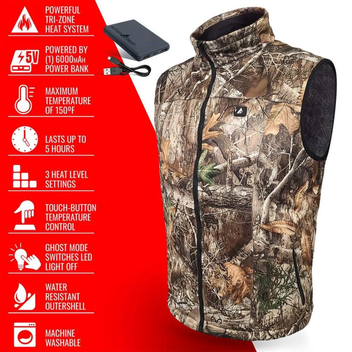 Open Box ActionHeat 5V Men's Battery Heated Hunting Vest