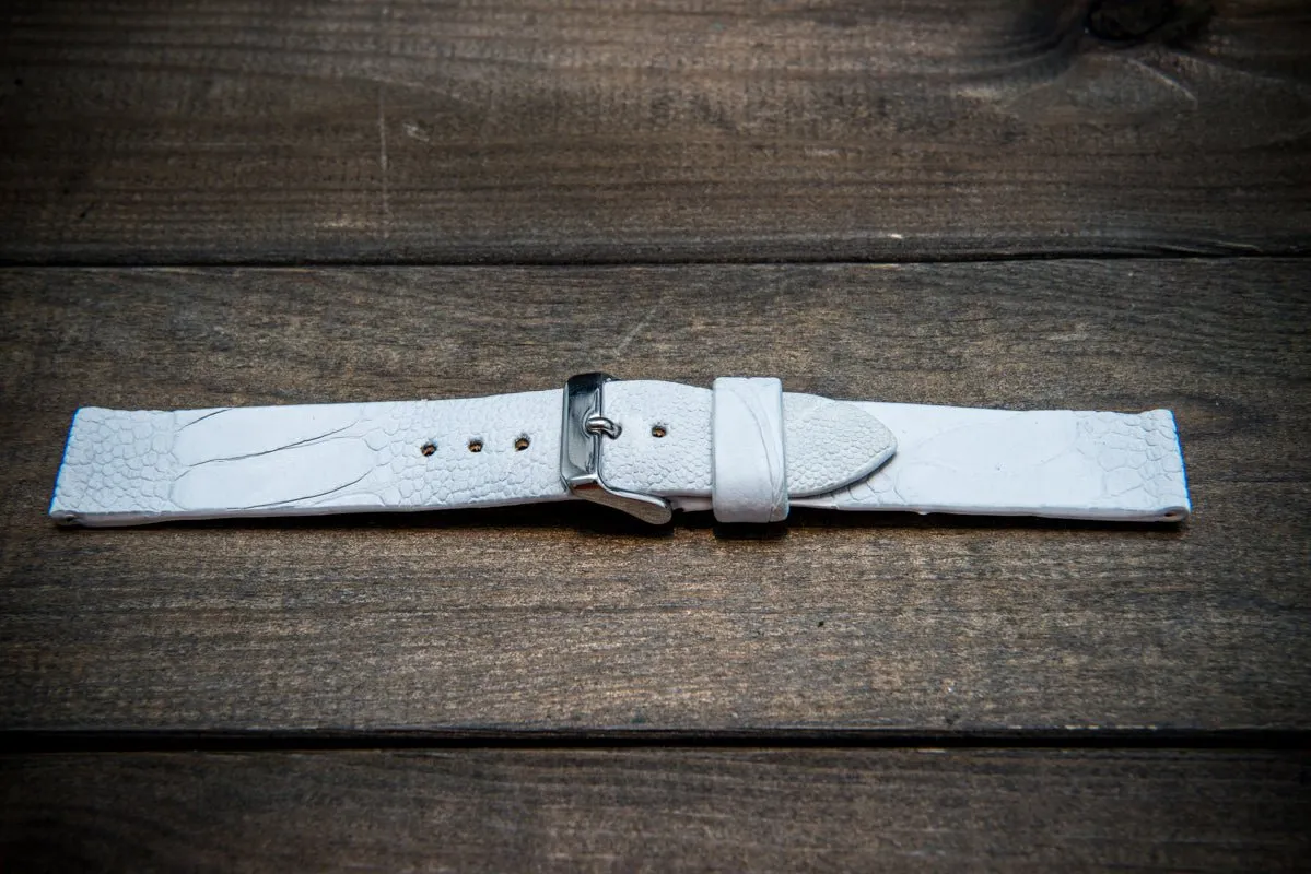 Ostrich legs leather watch straps. Snow white color,  handmade to order in Finland, 10-26 mm