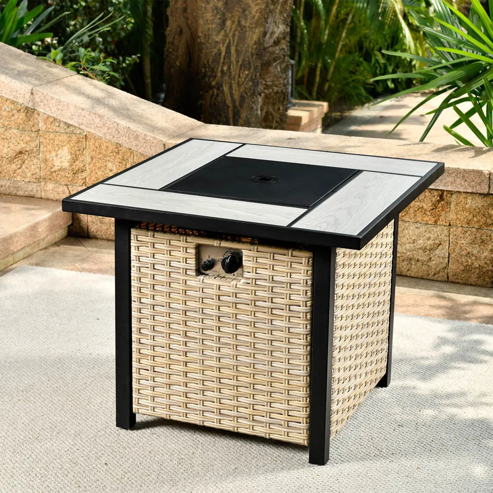 Ovios Patio Propane Outdoor 30'' Fire Pit Table with Lid for Pet Sofa Series