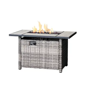 Ovios Rectangle Patio Propane Outdoor 42.12'' Fire Pit Table with Lid