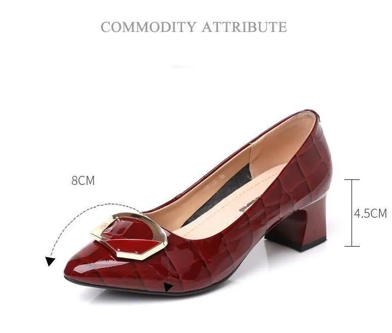 QM214 Women's Casual Shoes - Fashion Leather High Heels Pumps