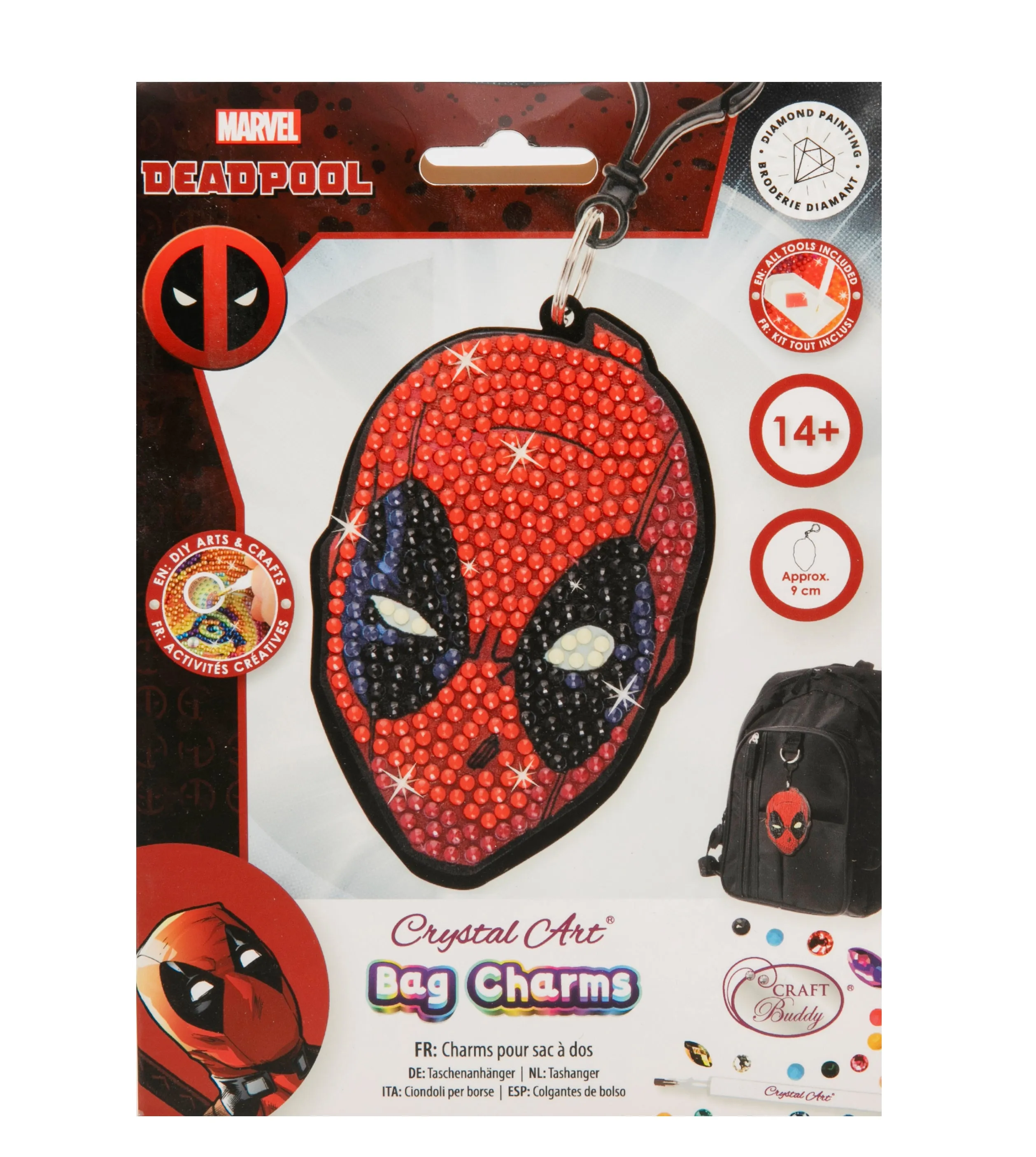 "Deadpool" Crystal Art Bag Charm Kit MARVEL