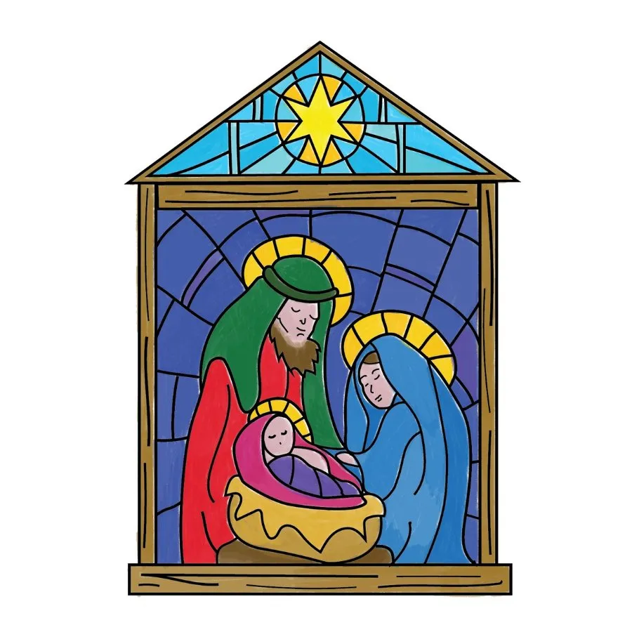 "Holy Family” Stained Glass A6 Stamp Set