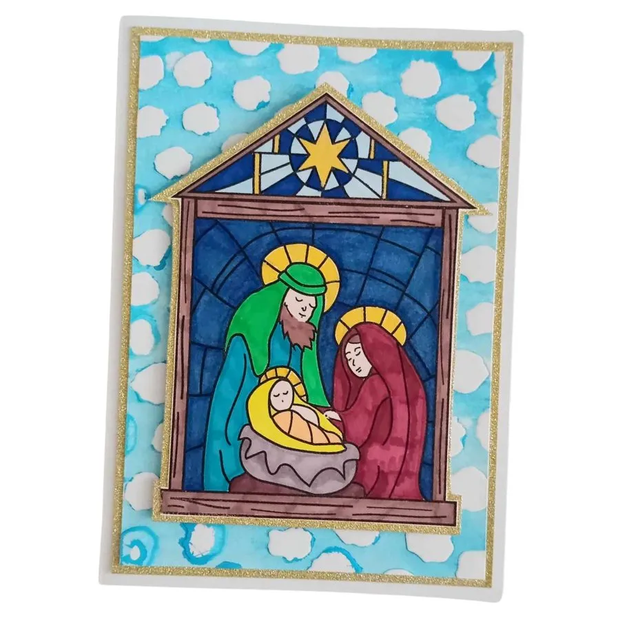 "Holy Family” Stained Glass A6 Stamp Set