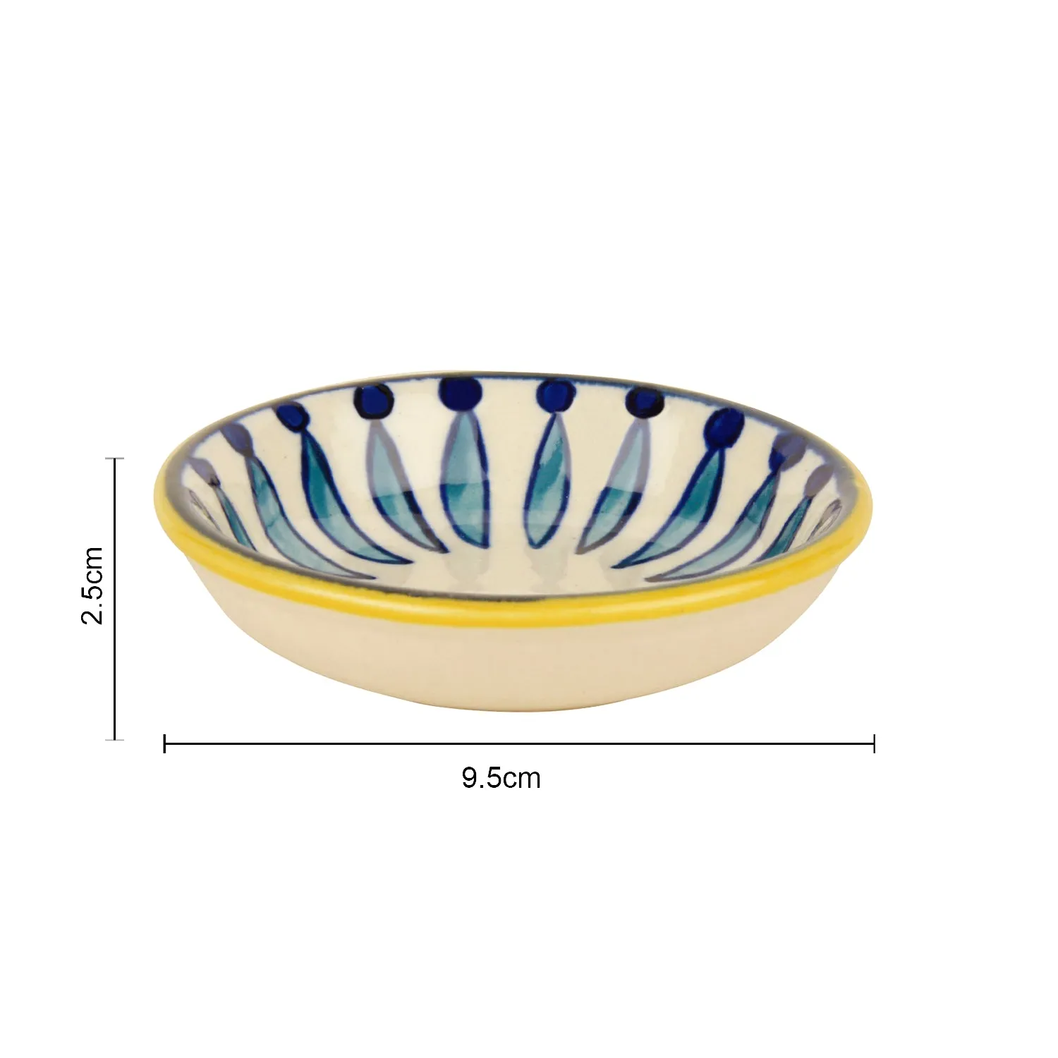 "Kyoto Collection" Handpainted Ceramic Dip Bowls (Set of 2, White and Blue, 50 ml each)