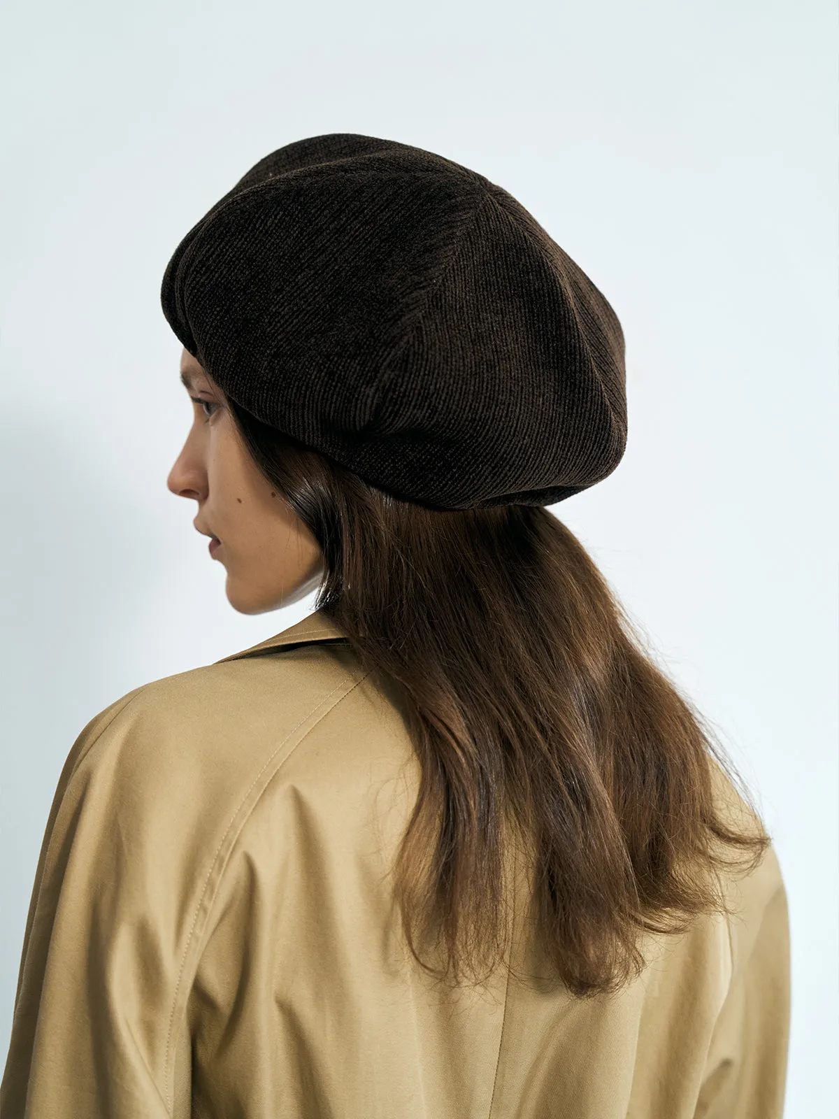 "Velvet Cloud" Beret Hat - Chocolate