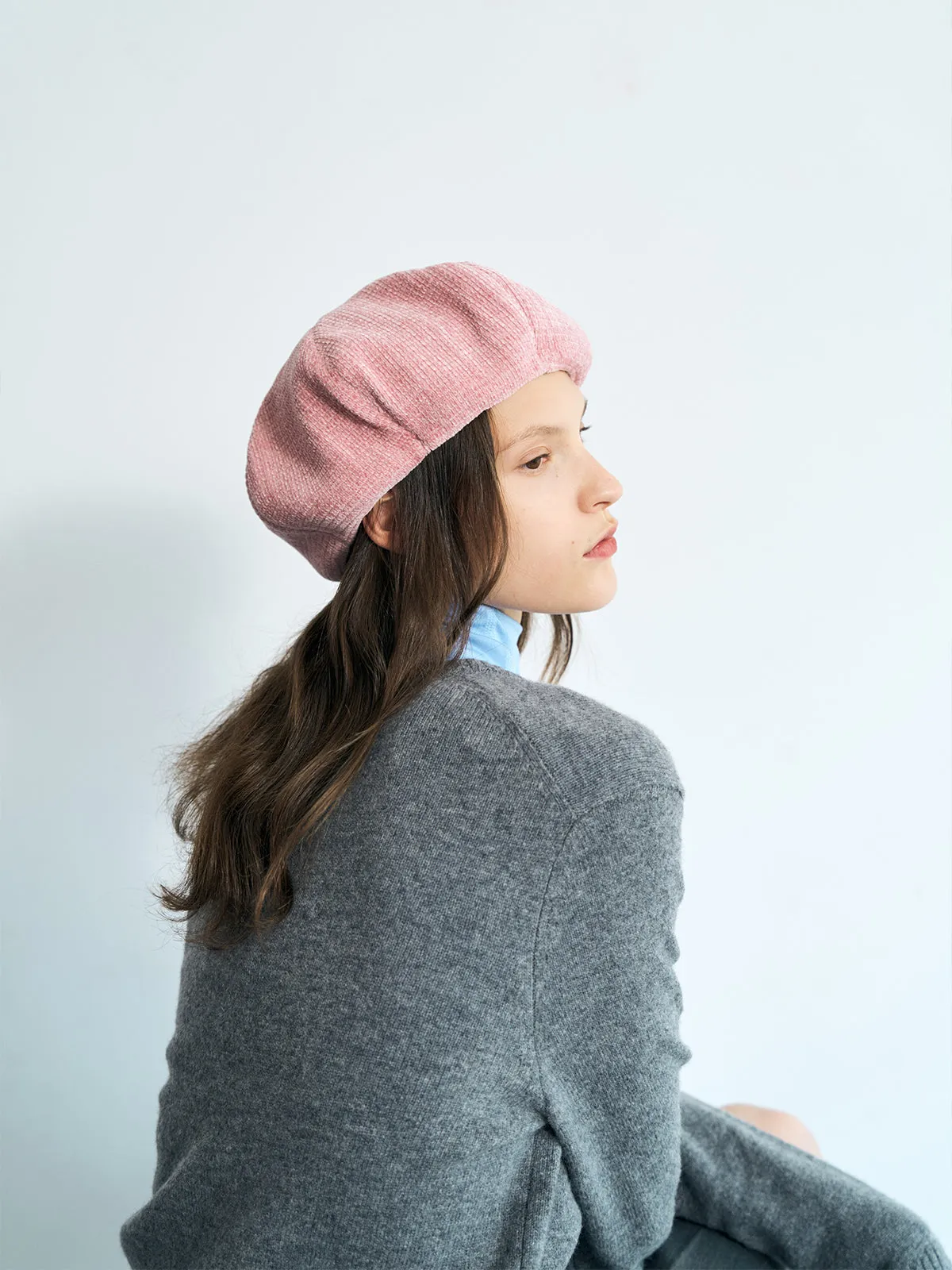 "Velvet Cloud" Beret Hat - Light Pink